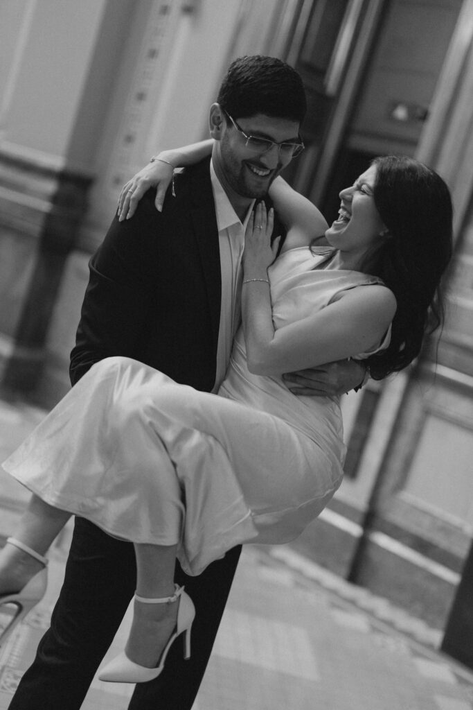 Iowa capitol elopement - couple in the moment
