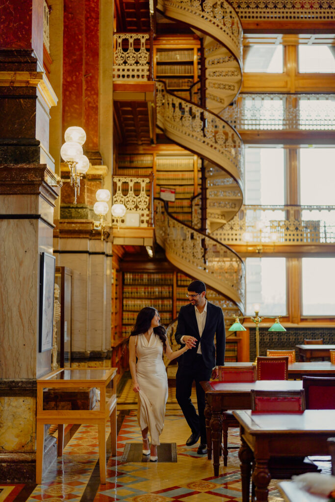Iowa capitol elopement - couple walking together