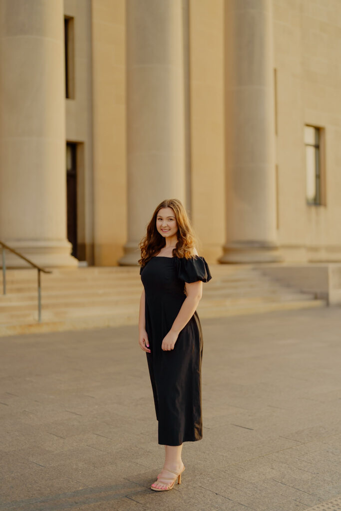 Professional business headshot of woman at Nelson-Atkins Museum in Kansas City