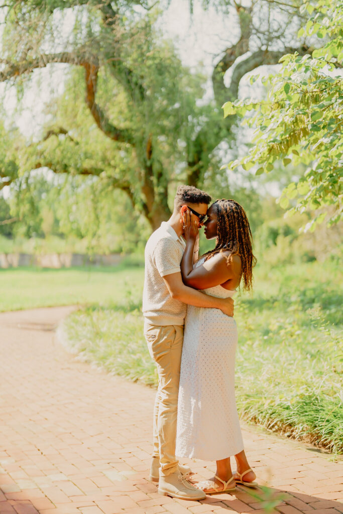 Powell Gardens couple embracing in tender hug